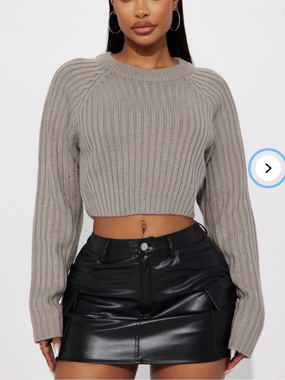 Fashion Nova Grey Crew Neck The Ultimate Staple Cropped Sweater Size M